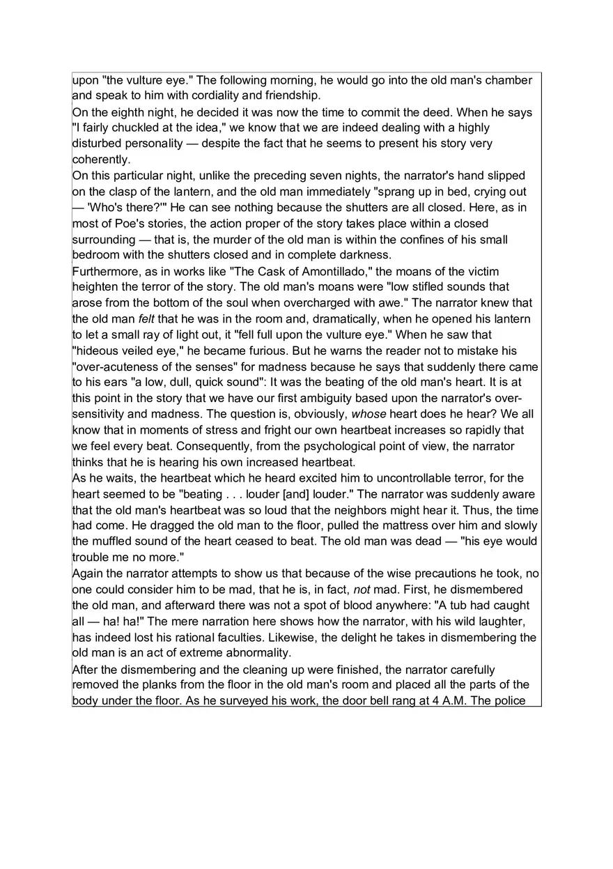 Summary and Analysis The Tell-Tale Heart - Page 2