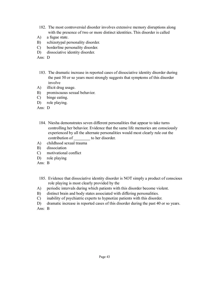 Psychological Disorders Answer Part 5 - Page 9