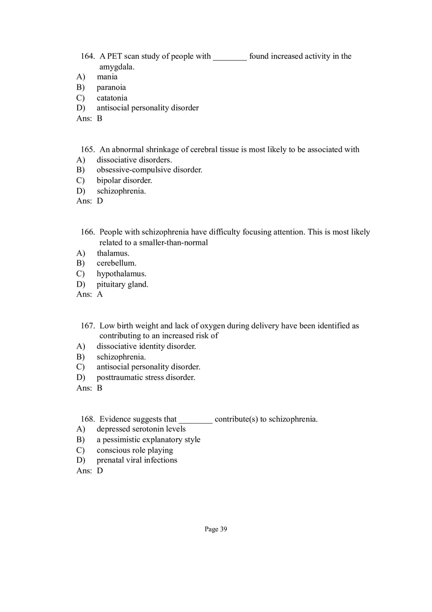 Psychological Disorders Answer Part 5 - Page 5