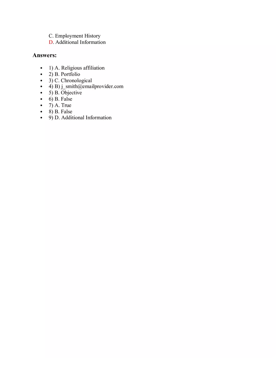 Resume Answers - Page 2