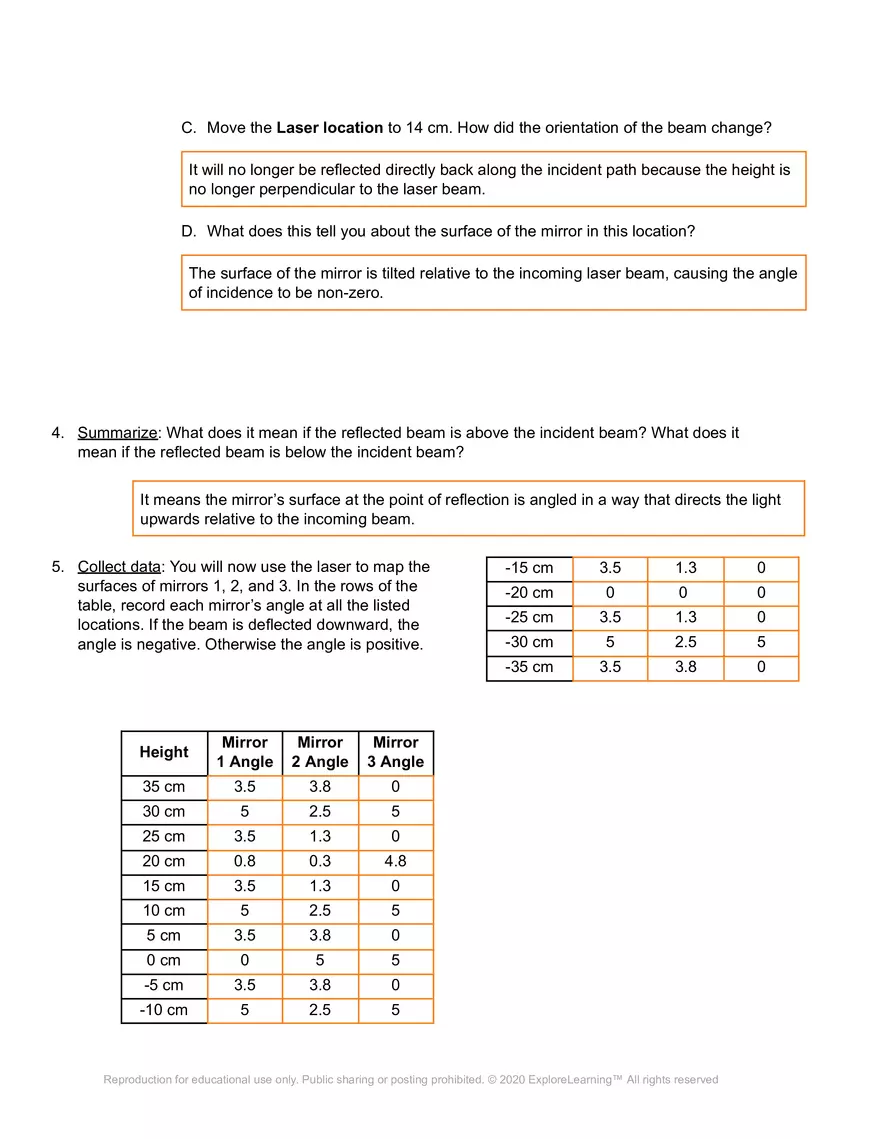 Laser Reflection - Gizmo Student Exploration - Page 4