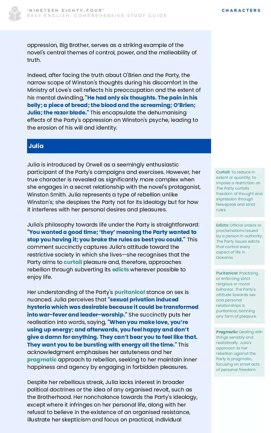 Study Guide: Nineteen Eighty Four - Page 18