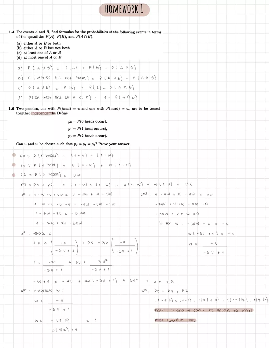 Homework #1 - Probabilities - Page 1