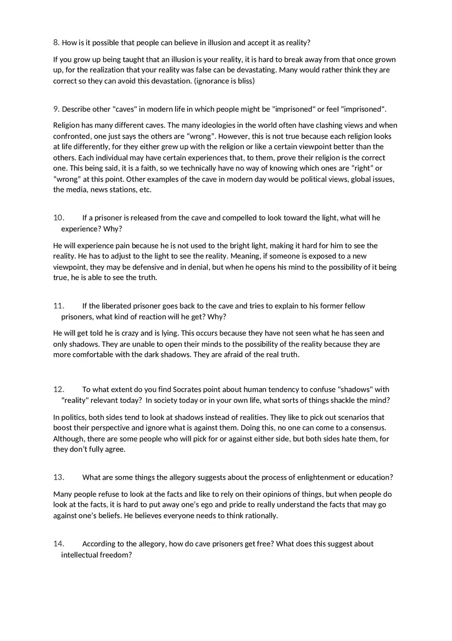 Allegory of the Cave Commonlit Answers - Page 2