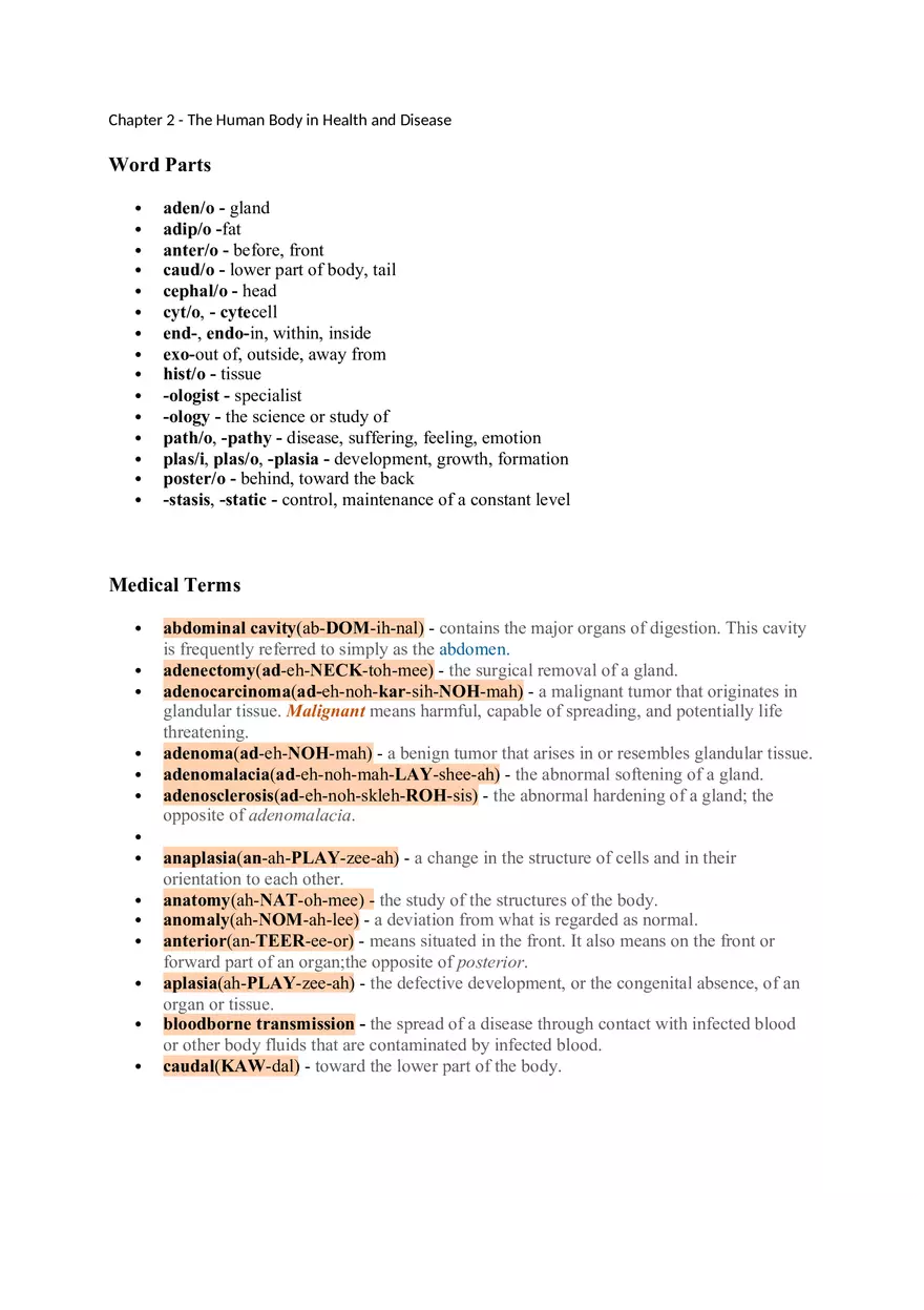 Chapter 2 - The Human Body in Health and Disease - Page 1