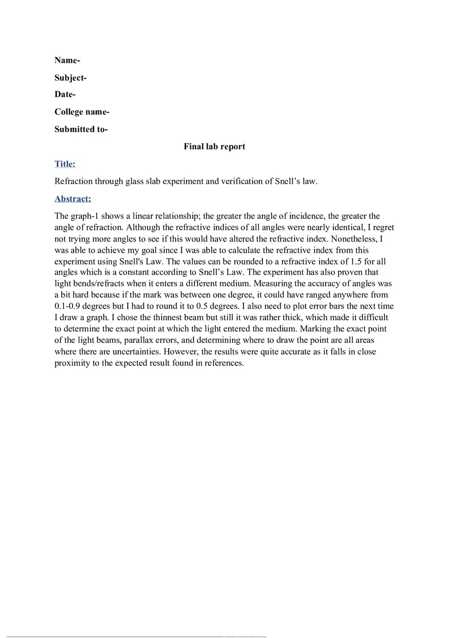 Snell's Law Lab - Page 1