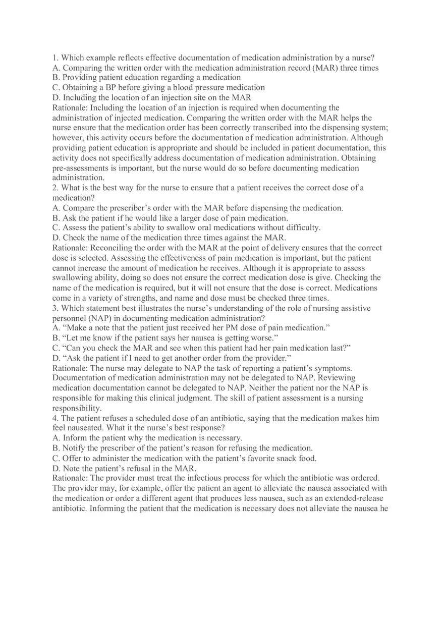 Which Example Reflects Effective Documentation of Medication Administration by a Nurse - Page 1