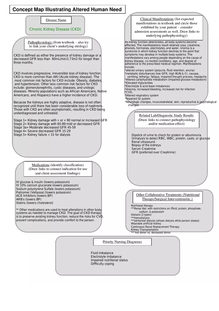 Chronic Kidney Disease Concept Map - Page 1
