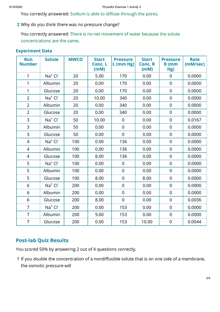 Simulating Osmotic Pressure Lab  Report - Page 2