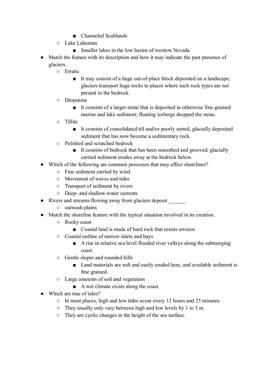 Geology Quiz Answers Chapter 14 - Page 6
