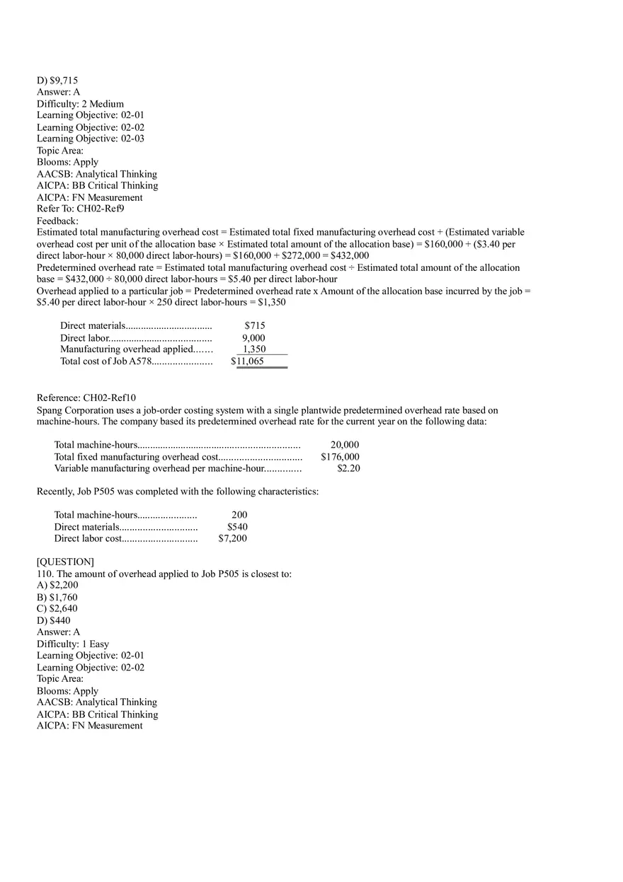 Ch2, Job-Order Costing Calculating Unit Product Costs Part 6 - Page 7