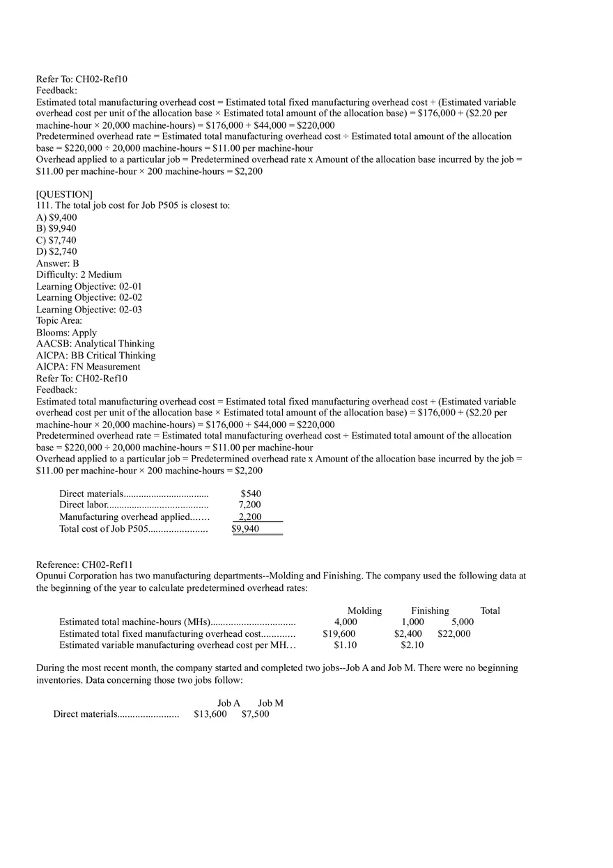 Ch2, Job-Order Costing Calculating Unit Product Costs Part 6 - Page 8