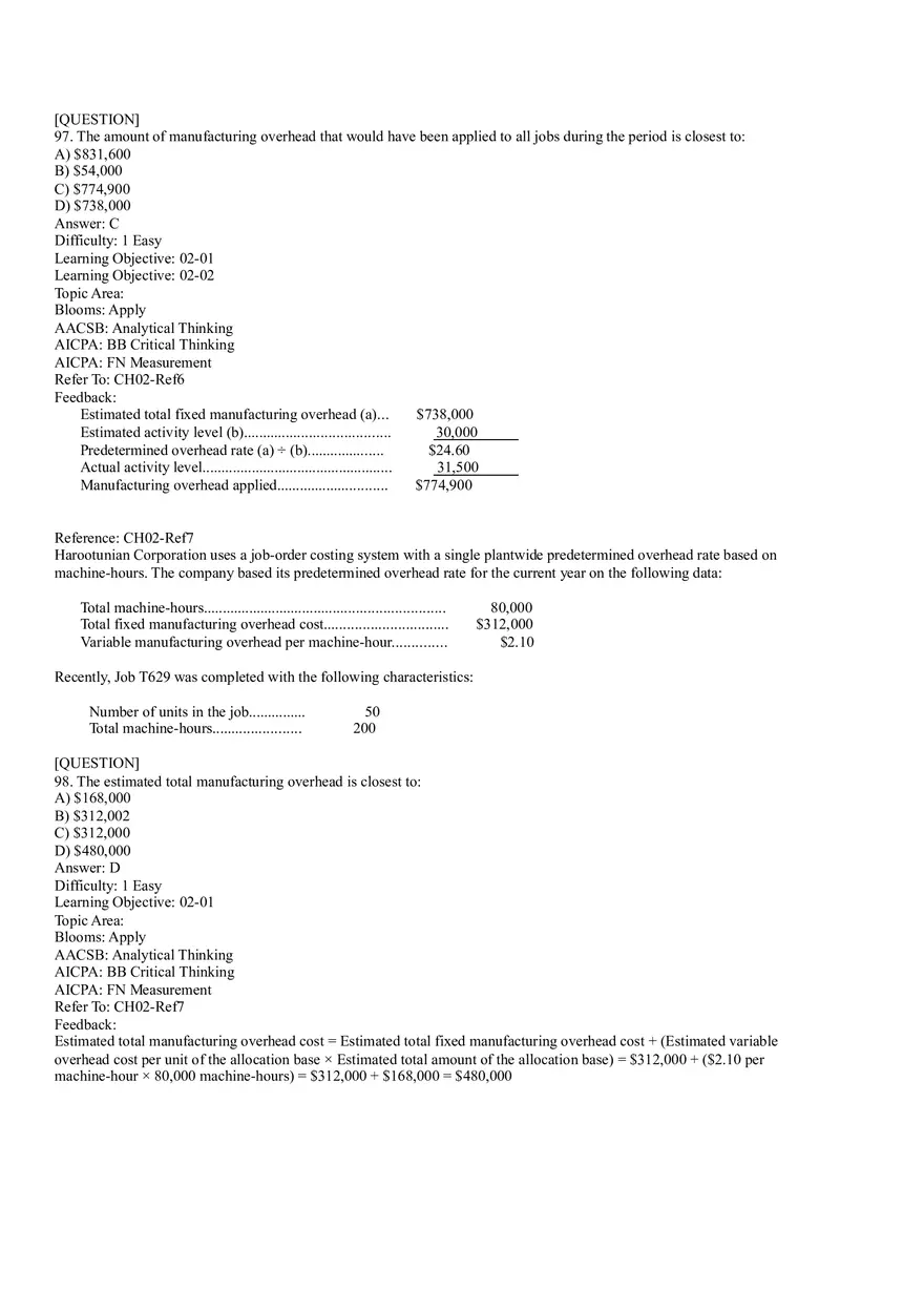 Ch2, Job-Order Costing Calculating Unit Product Costs Part 6 - Page 1