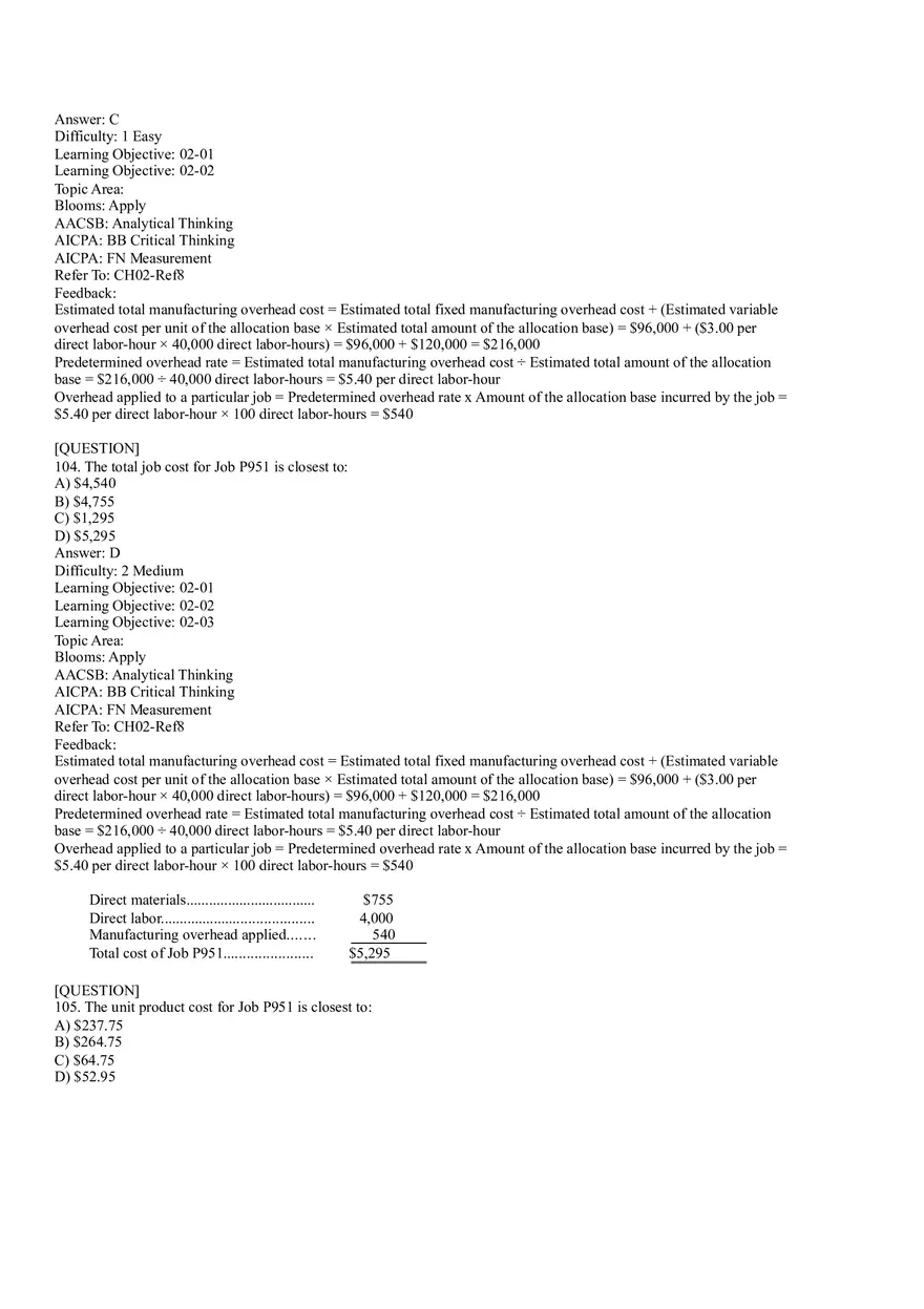 Ch2, Job-Order Costing Calculating Unit Product Costs Part 6 - Page 4