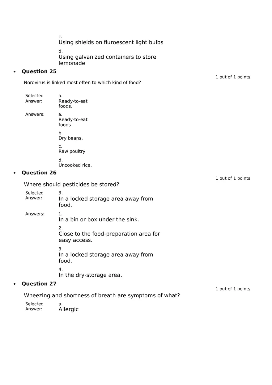 Servsafe Practice Exam Part 9 - Page 5