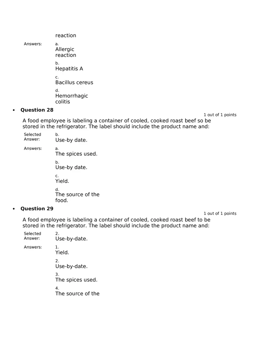 Servsafe Practice Exam Part 9 - Page 6