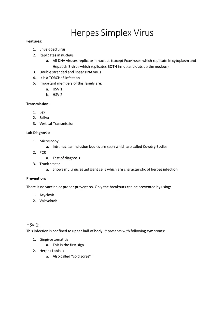 Herpes Simplex Virus - Page 1