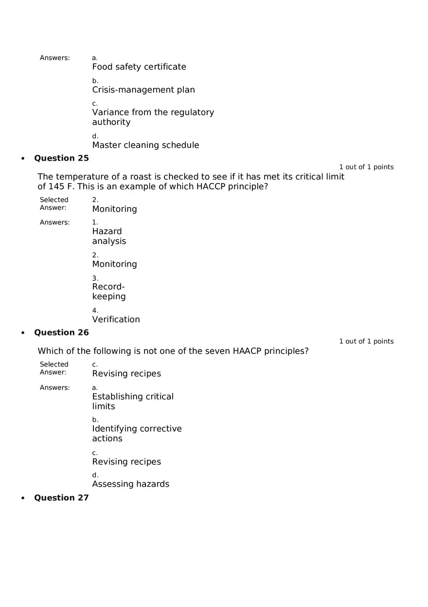 Servsafe Practice Exam Part 12 - Page 7