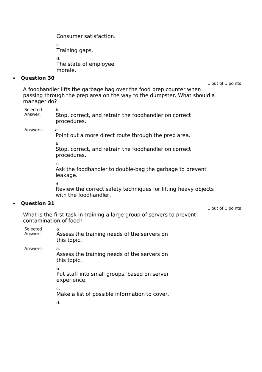 Servsafe Practice Exam Part 12 - Page 9