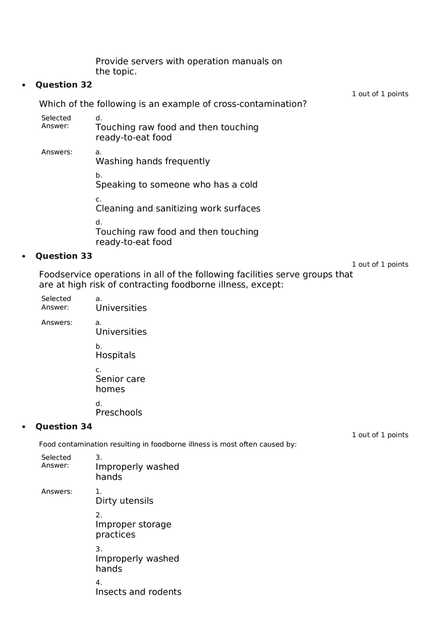 Servsafe Practice Exam Part 12 - Page 10
