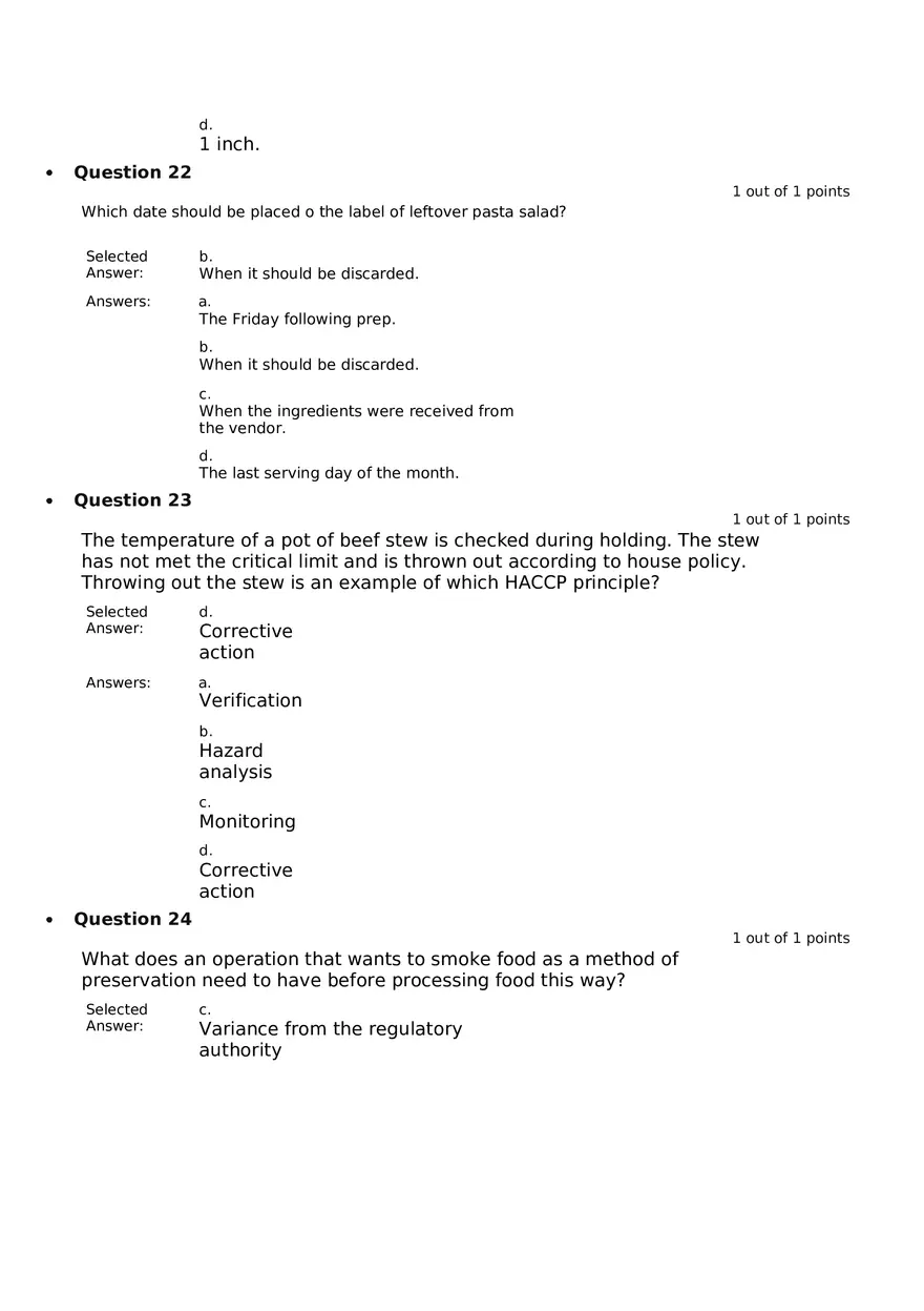 Servsafe Practice Exam Part 12 - Page 6