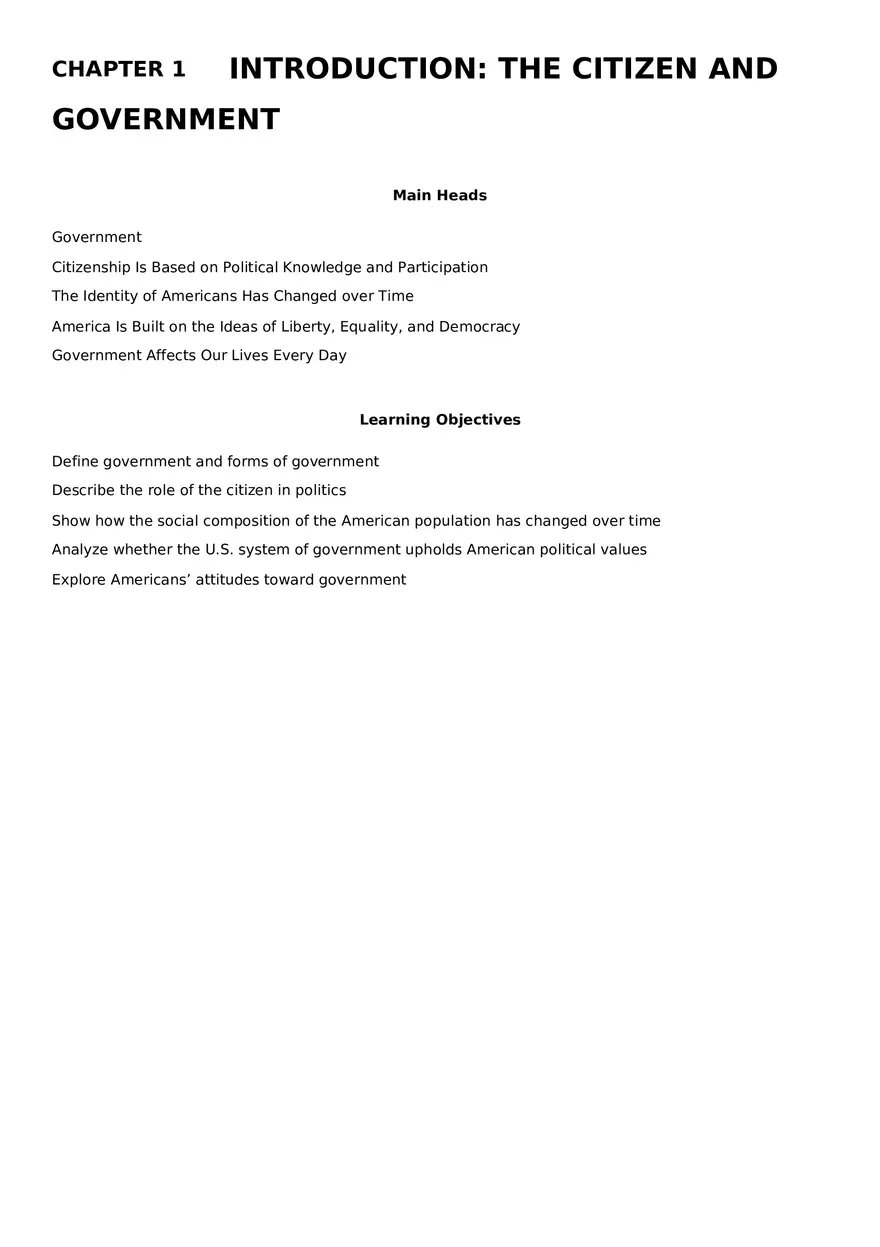 Chapter 1 Introduction The Citizen and Government - Page 1
