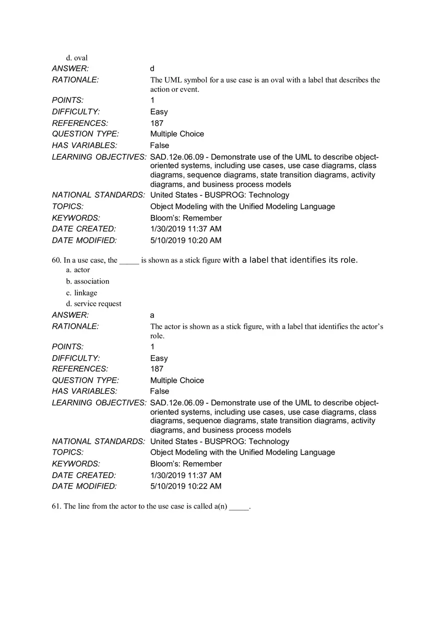 Chapter 6 Object Modeling MCQ - Page 7