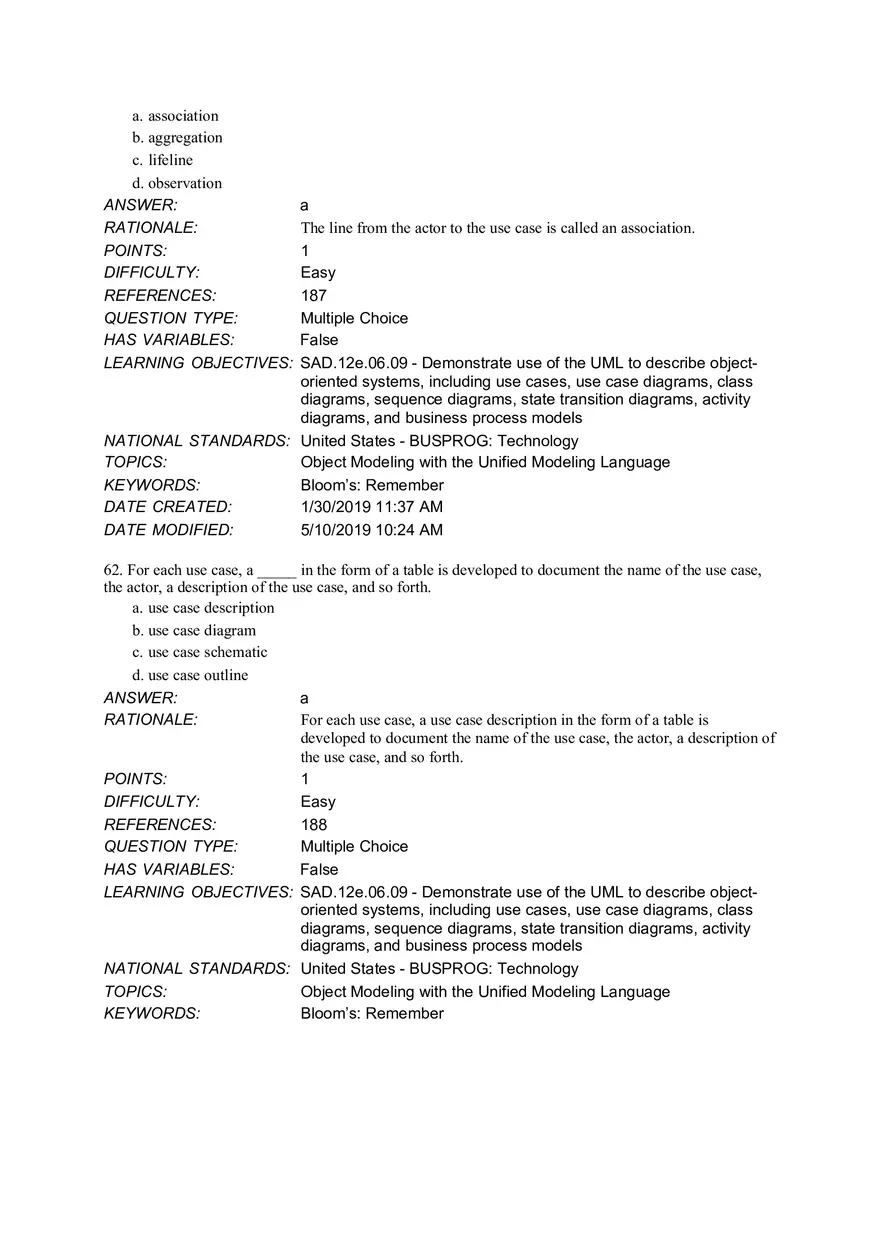 Chapter 6 Object Modeling MCQ - Page 8