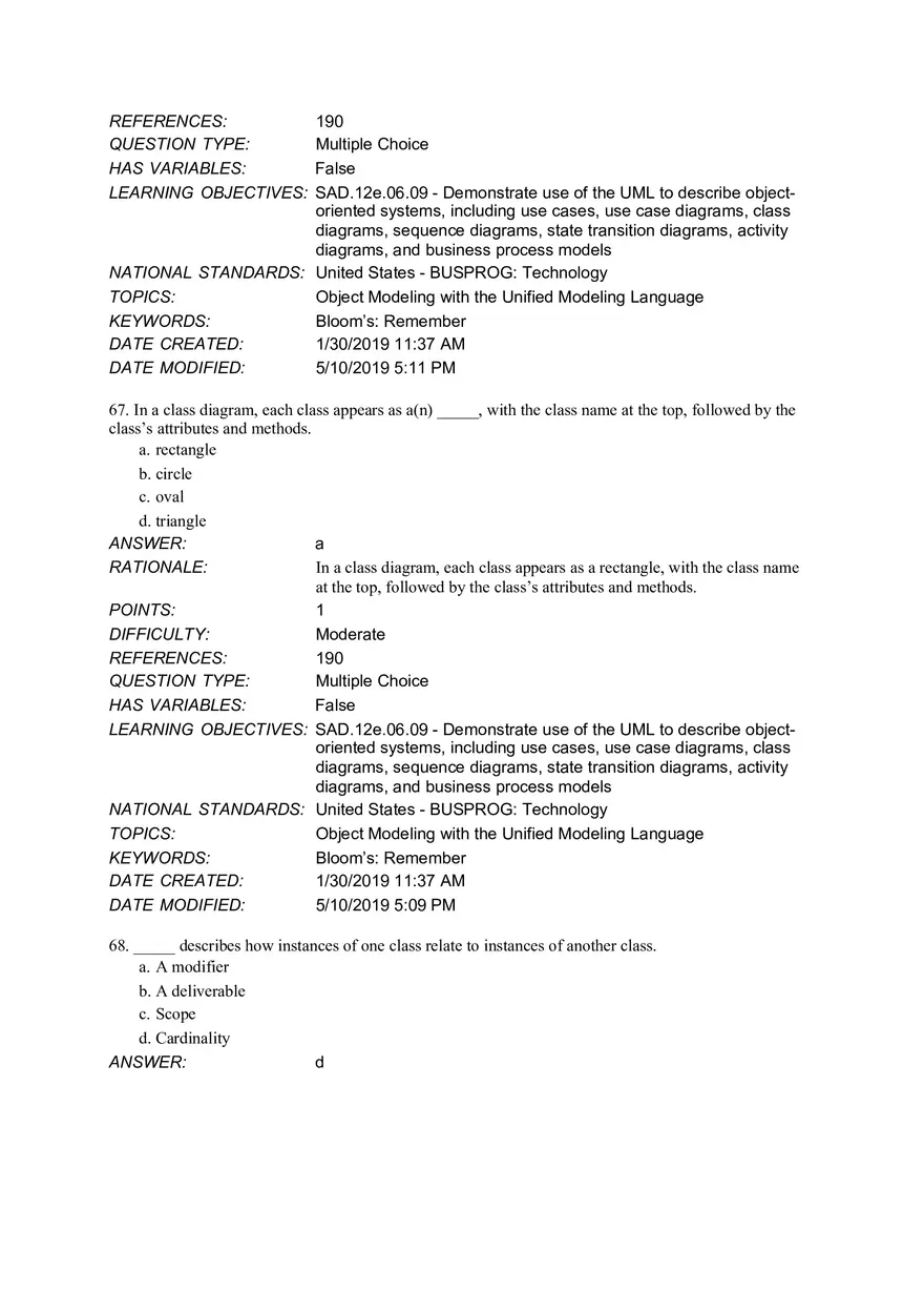 Chapter 6 Object Modeling MCQ - Page 11