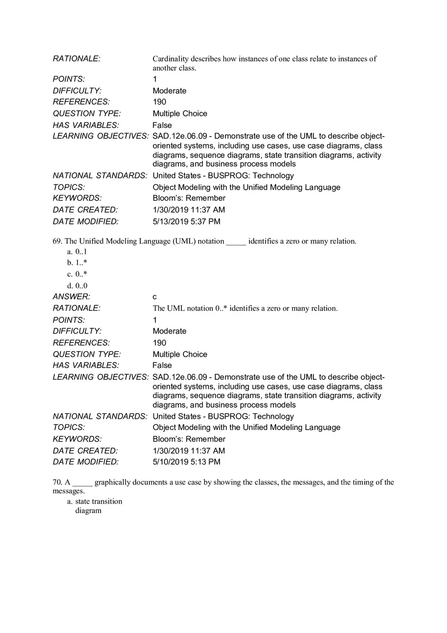 Chapter 6 Object Modeling MCQ - Page 12