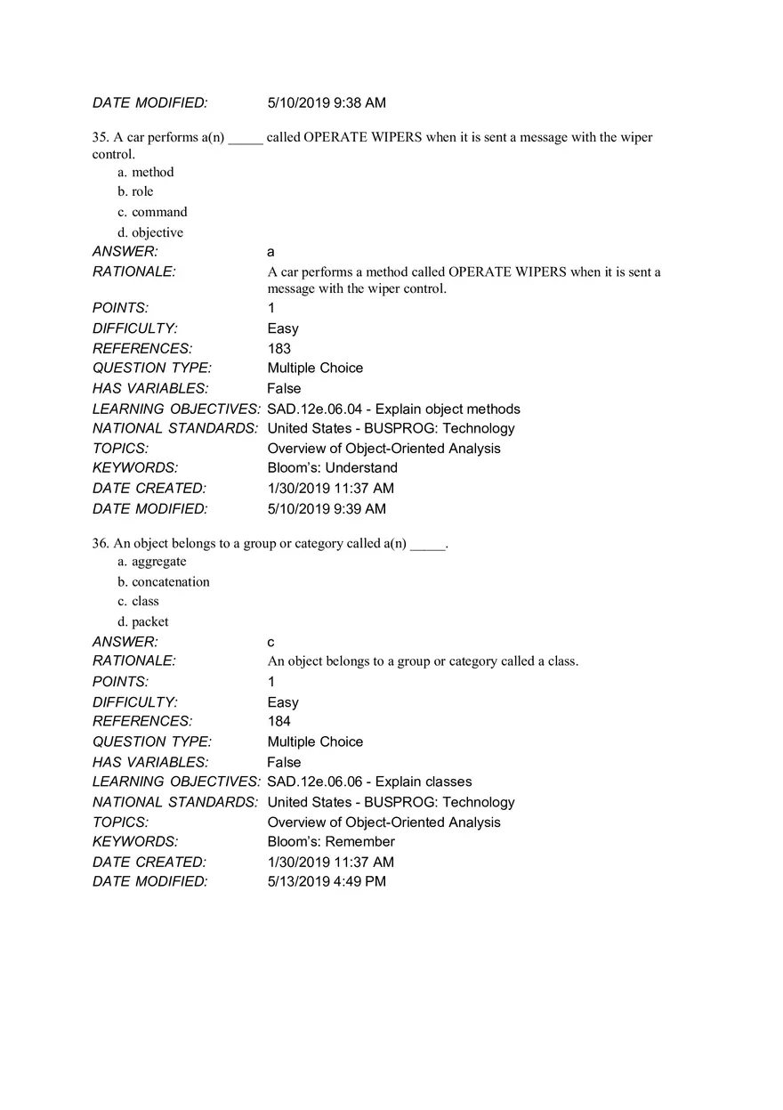 Chapter 6 Object Modeling MCQ - Page 13