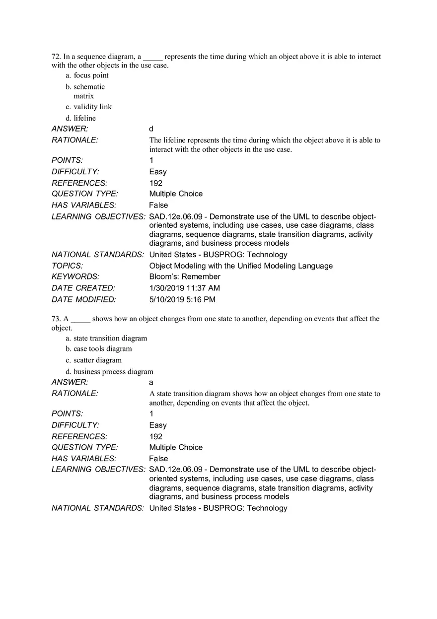 Chapter 6 Object Modeling MCQ - Page 15