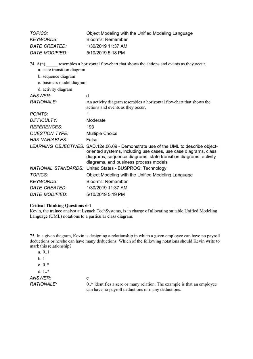 Chapter 6 Object Modeling MCQ - Page 16