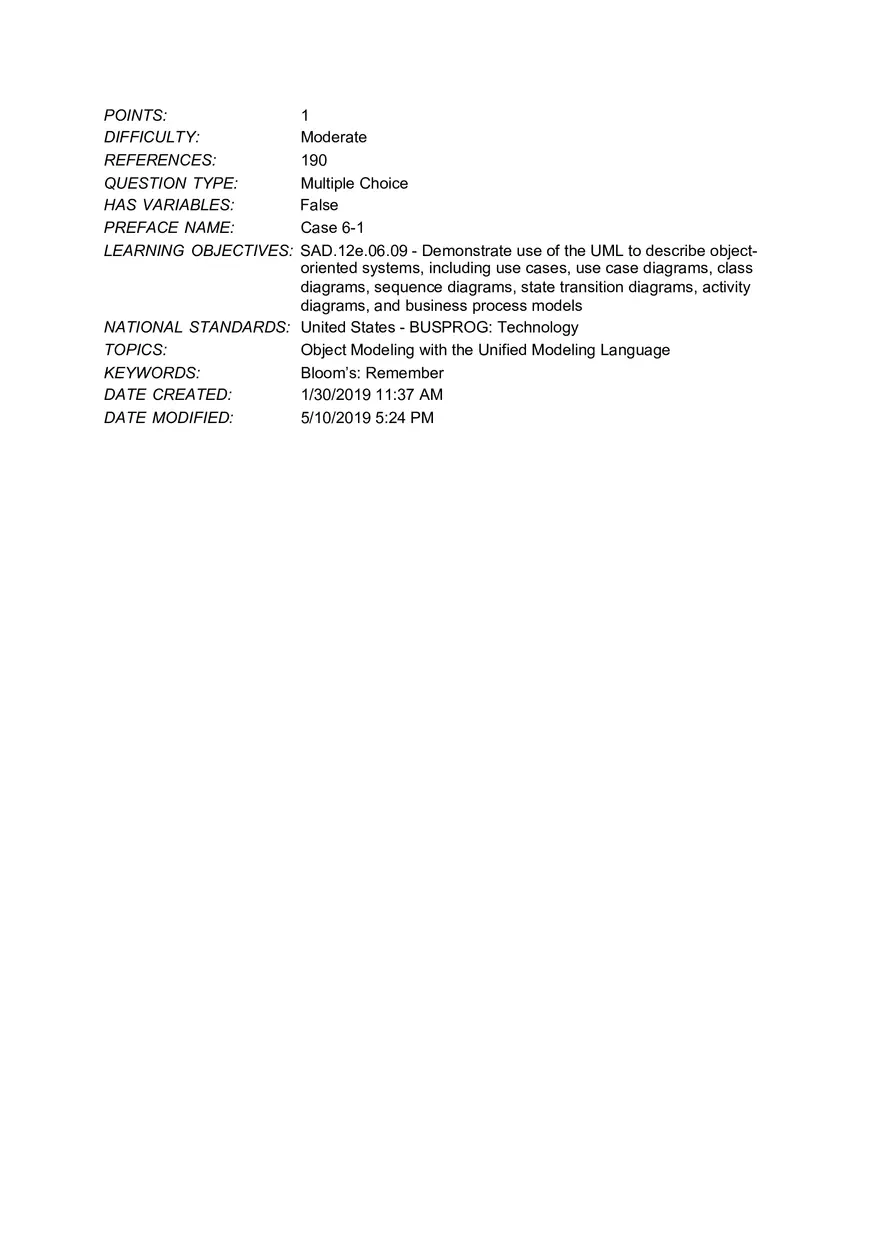 Chapter 6 Object Modeling MCQ - Page 17