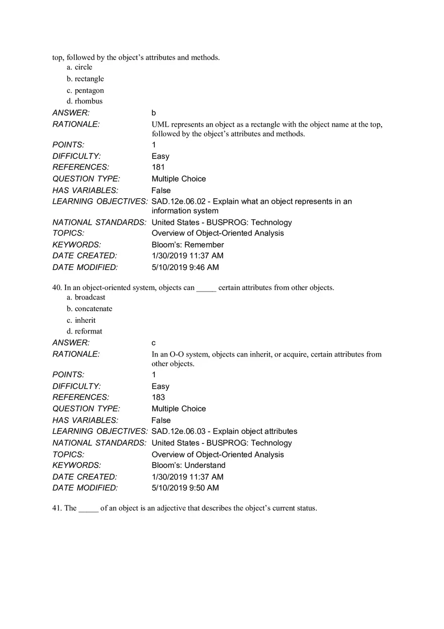 Chapter 6 Object Modeling MCQ - Page 19