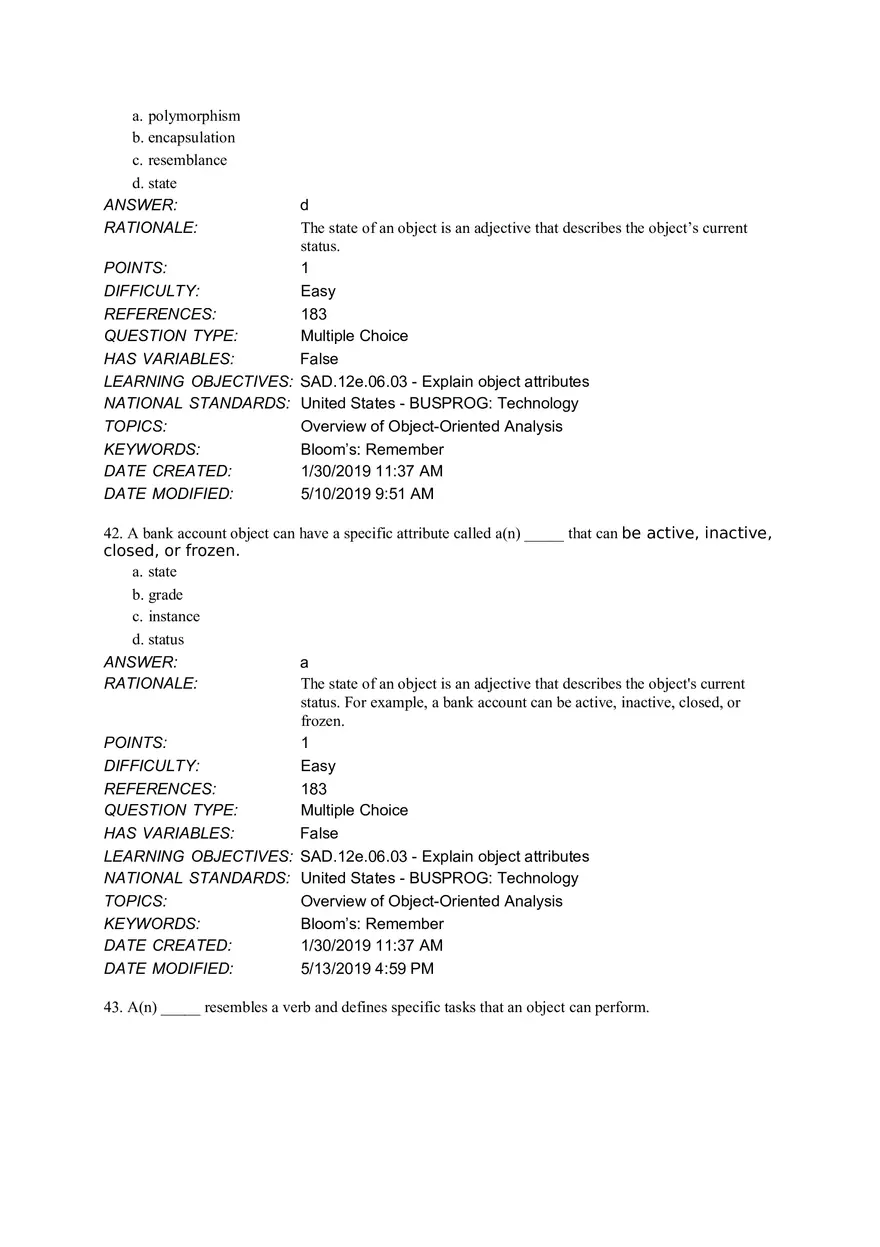 Chapter 6 Object Modeling MCQ - Page 20