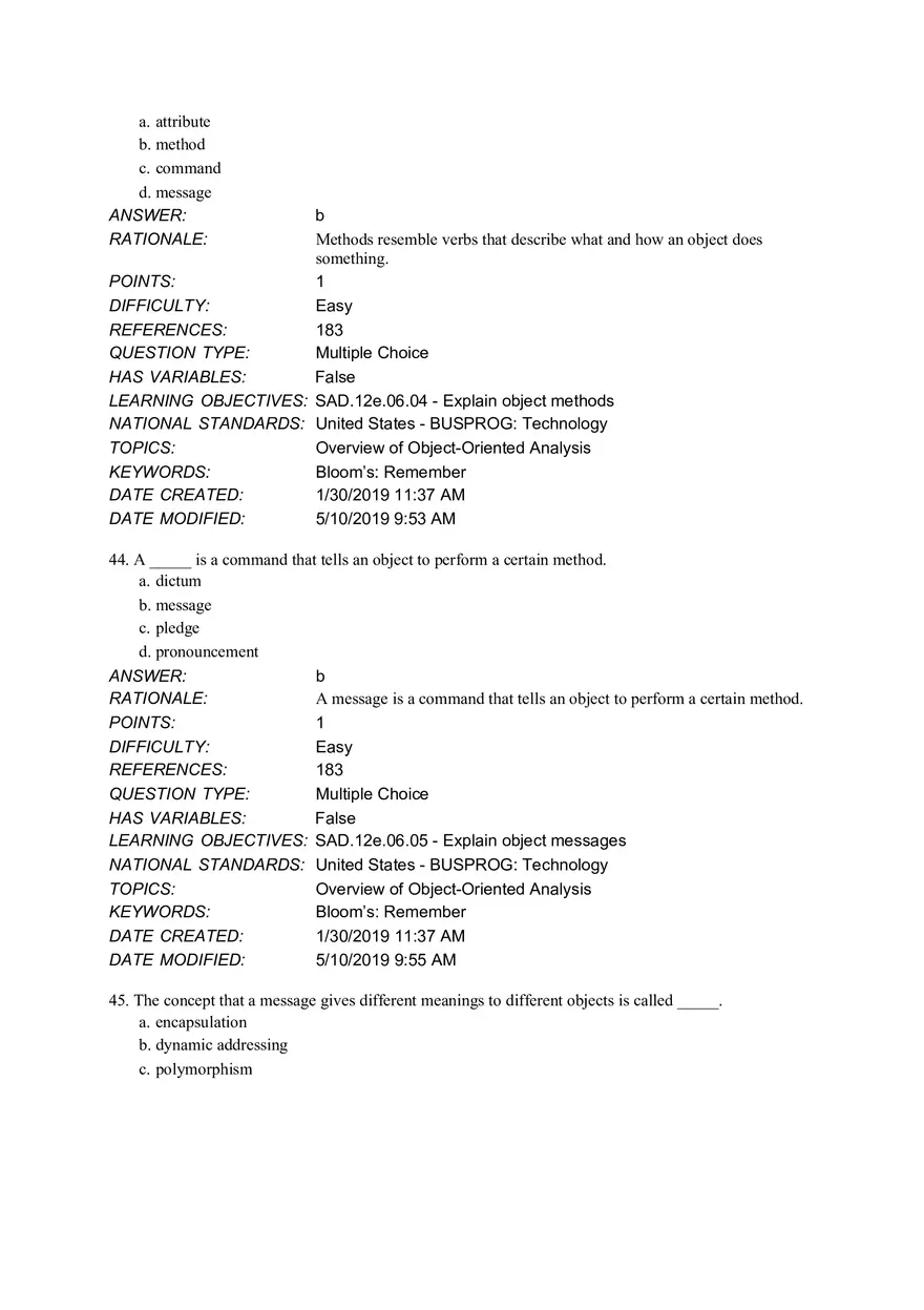 Chapter 6 Object Modeling MCQ - Page 21
