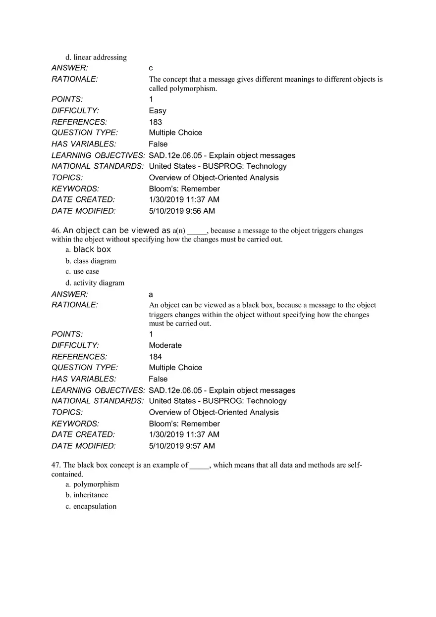 Chapter 6 Object Modeling MCQ - Page 22