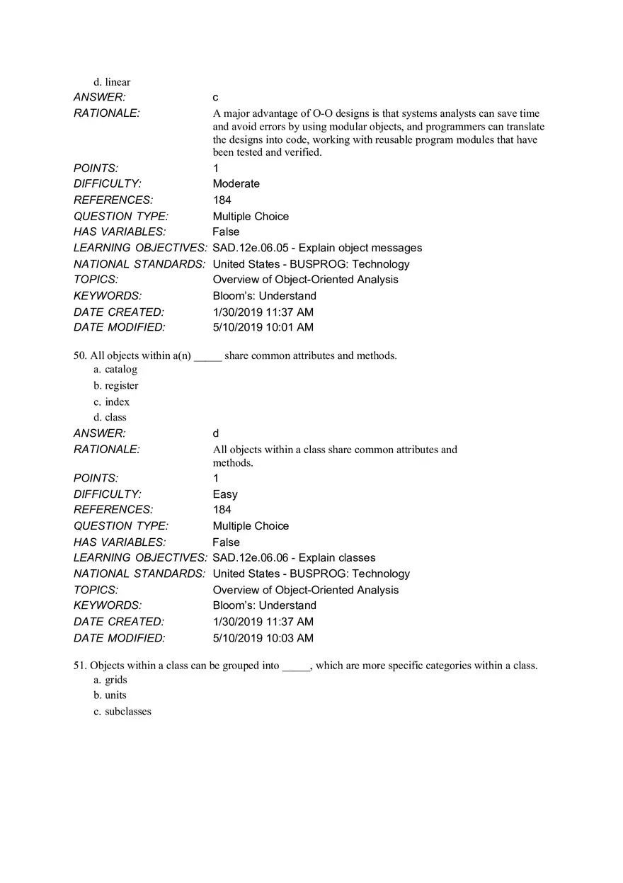 Chapter 6 Object Modeling MCQ - Page 24