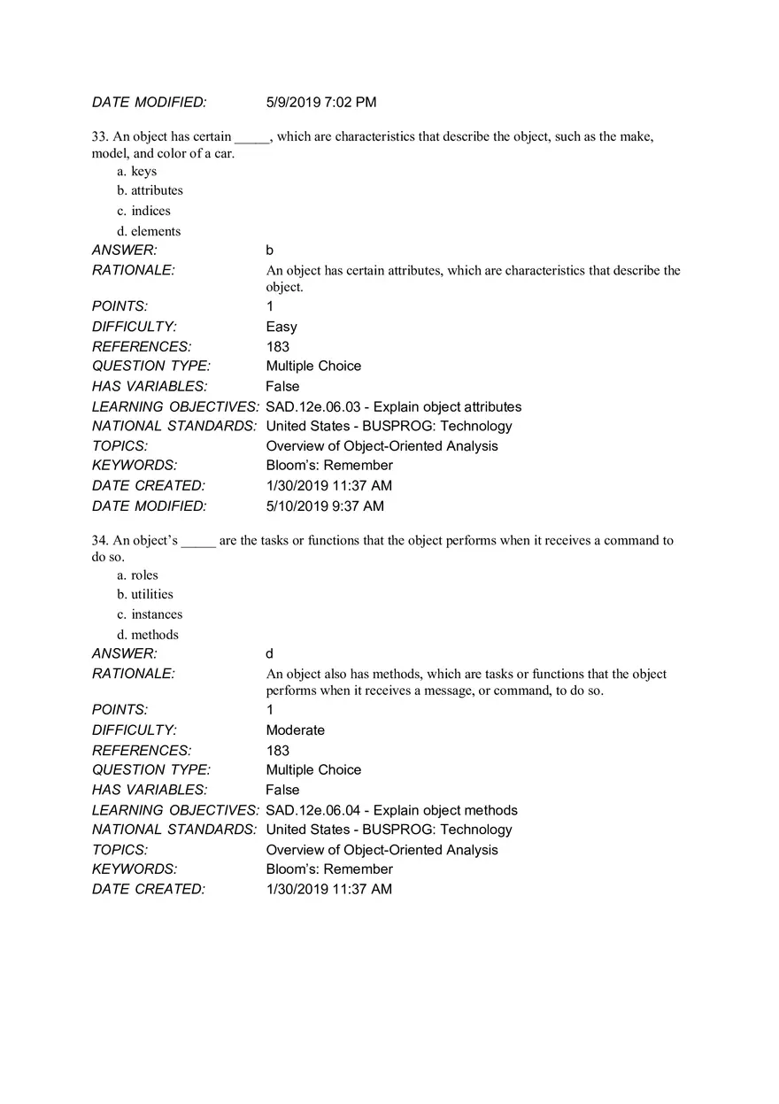 Chapter 6 Object Modeling MCQ - Page 2