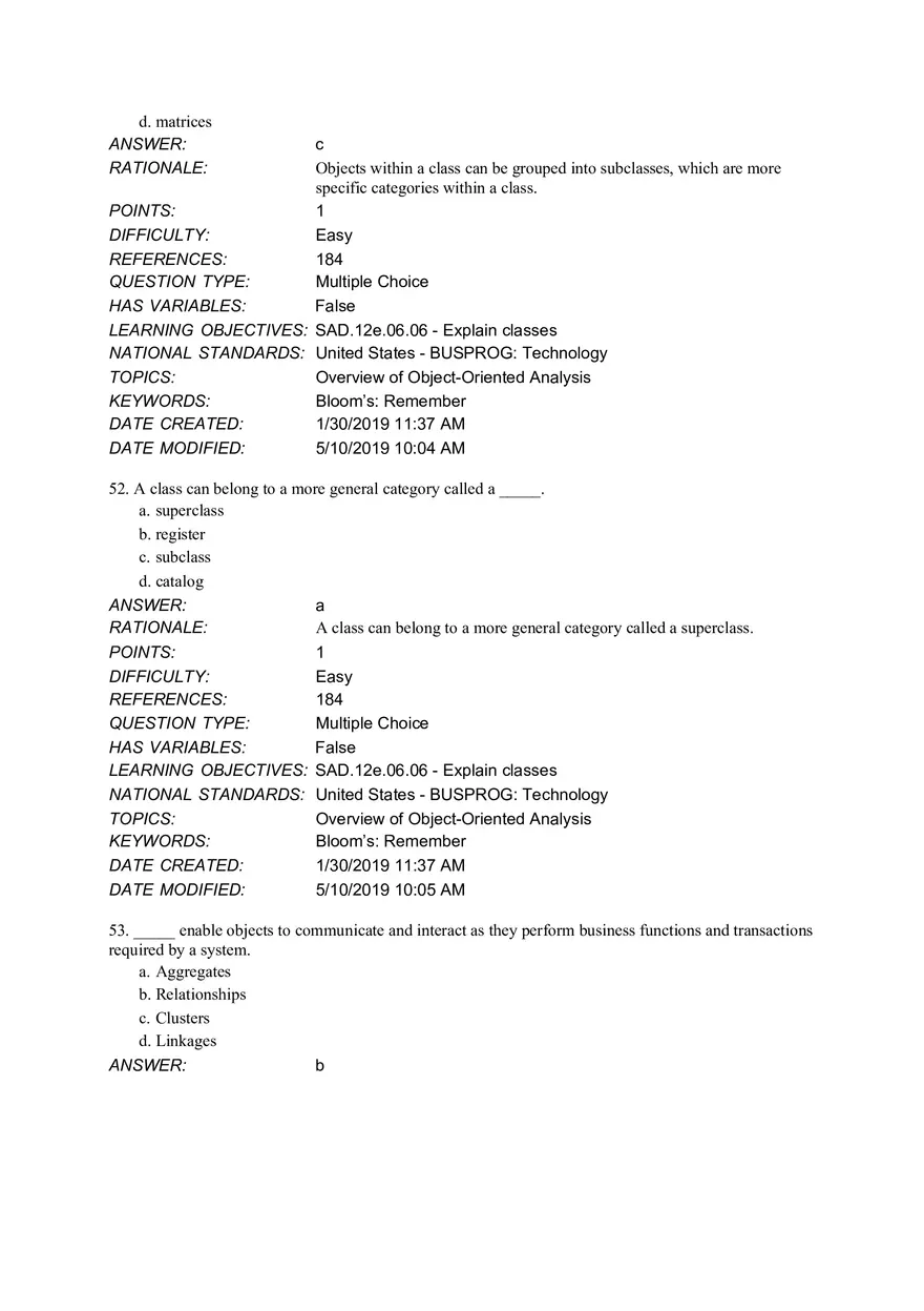 Chapter 6 Object Modeling MCQ - Page 3