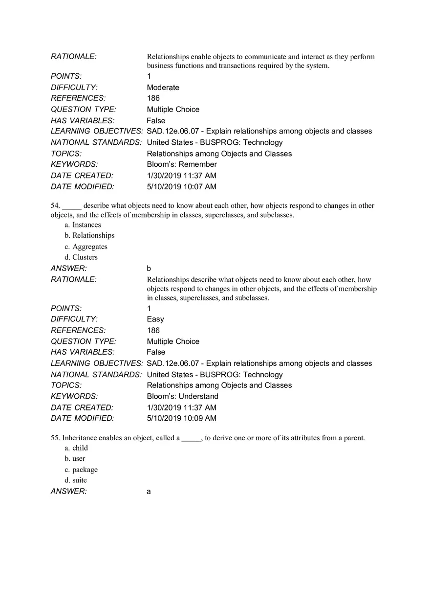 Chapter 6 Object Modeling MCQ - Page 4