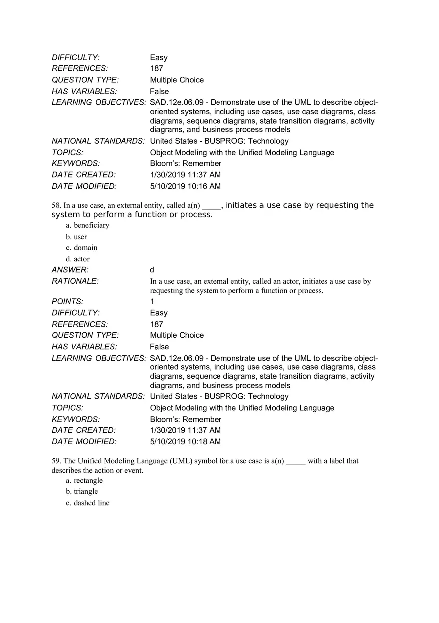 Chapter 6 Object Modeling MCQ - Page 6