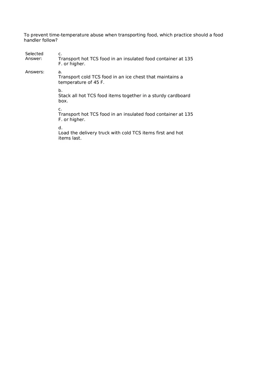 Servsafe Practice Exam Part 7 - Page 5