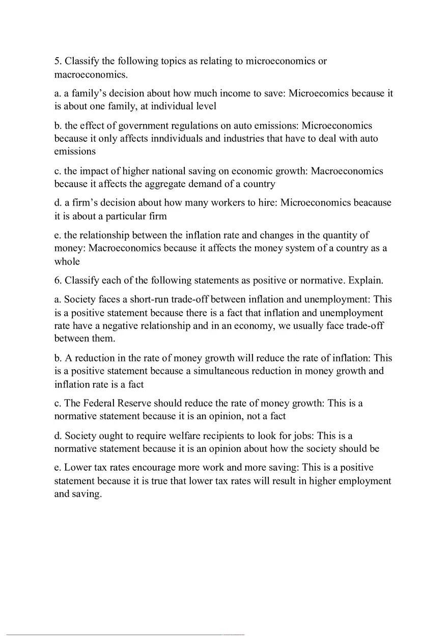 Classify the Following Topics As Relating to Microeconomics or Macroeconomics - Page 1