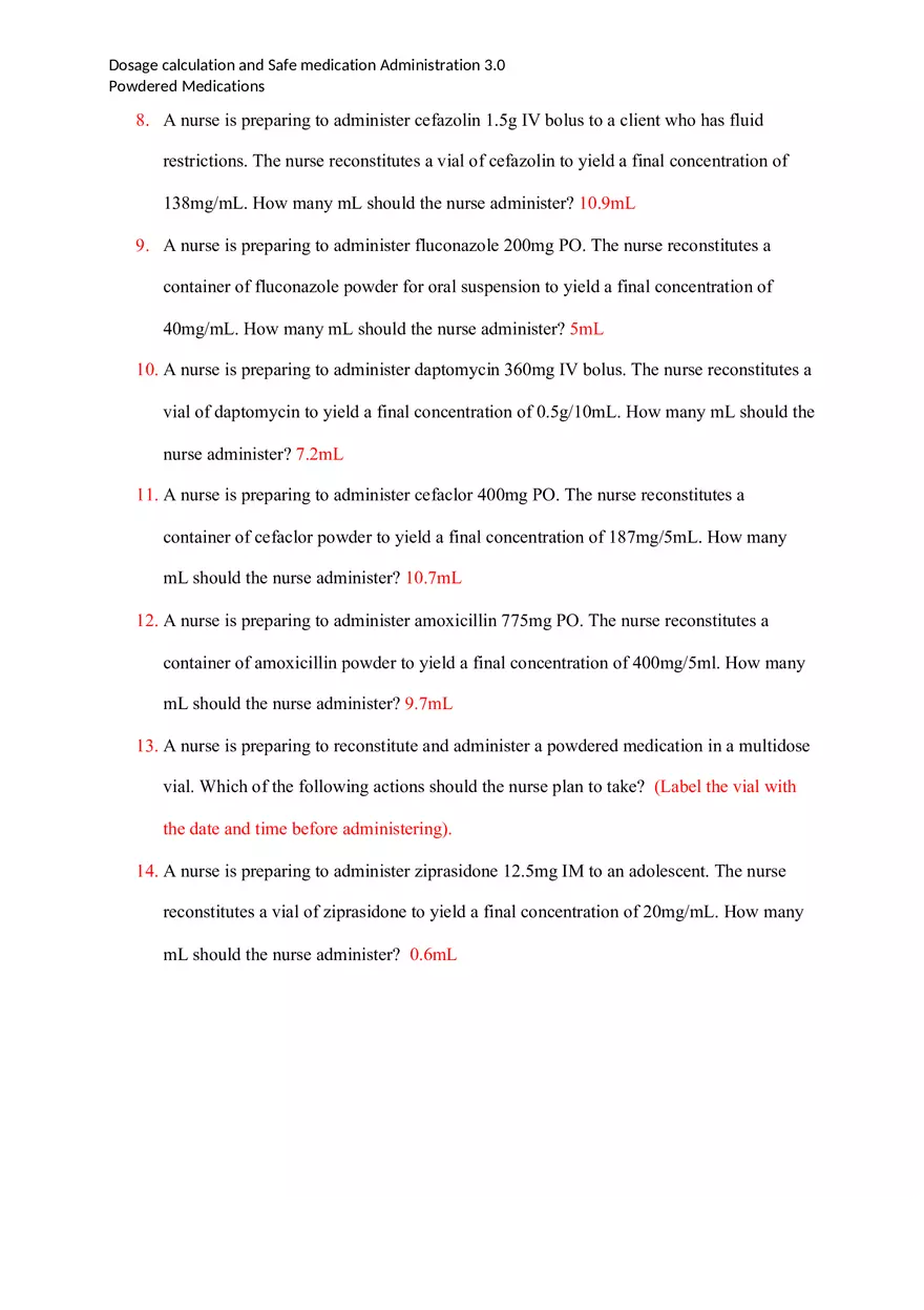 Powdered Medications Dosage Calculation - Page 2