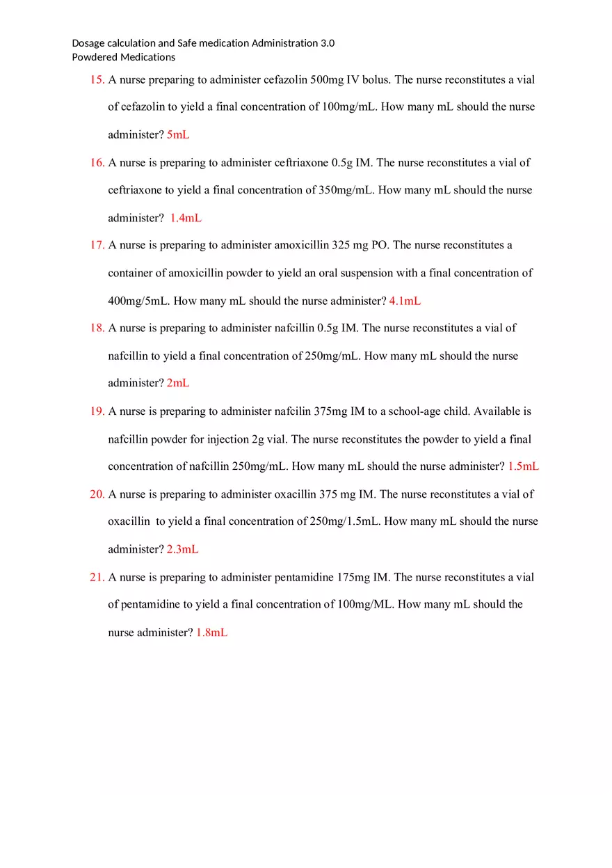 Powdered Medications Dosage Calculation - Page 3