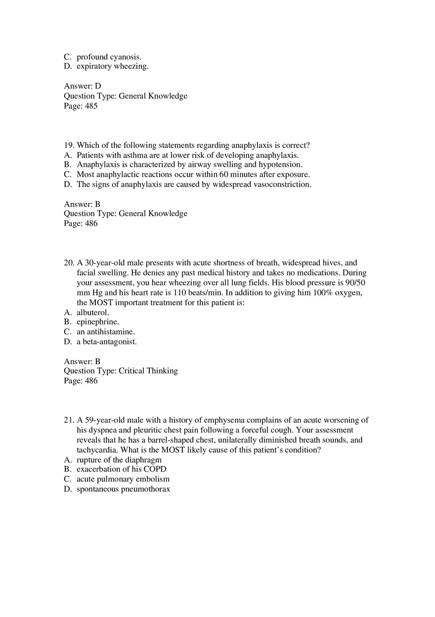 Respiratory Emergencies Answers - Page 8