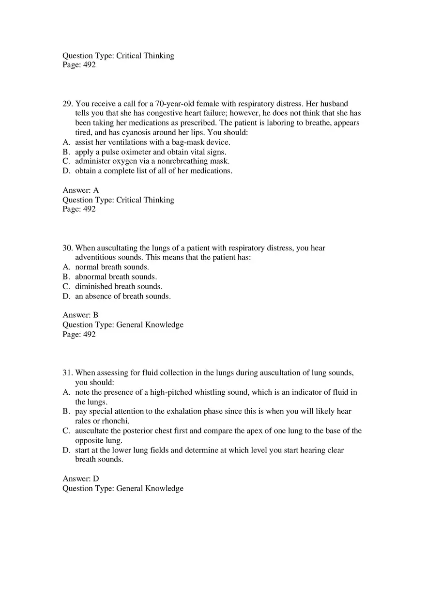 Respiratory Emergencies Answers - Page 11