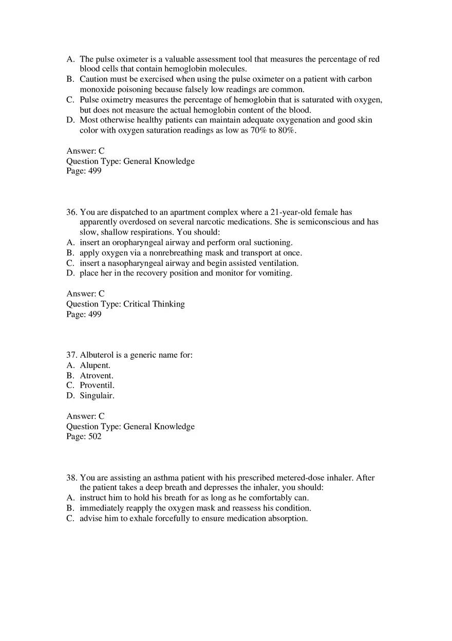 Respiratory Emergencies Answers - Page 3